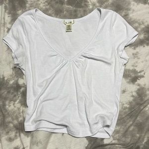 Cropped white v-neck